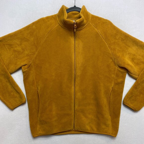 Uniqlo Jacket Mens M Mustard Fleece Full Zip Windbreaker - Picture 1 of 12